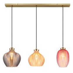 Gelb Pendelleuchte Hängelampe Deckenleuchte Esszimmerlampe Metall Gold Glas L 90 Cm - Bild 4