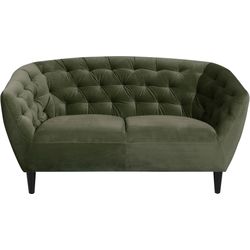 Actona Group Waldgrün 2-Sitzer "Ria Sofa Couch Doppelsofa Loveseat" Samtstoff Massivholz-Beine Taschenfederkern Tufting Mit Armlehnen von Baur - Bild 4