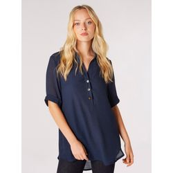 Apricot Damen Navy Klassische Bluse "Top In Shimmeroptik" Mit Zierknöpfen von Baur - Bild 4