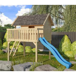 Akubi Steltzenhaus Fidel mit Satteldach inkl. Wellenrutsche naturbelassen blau - Image 3