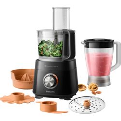 Philips Küchenmaschine Viva Collection, Schwarz, 1,5 L Fassungsvermögen | 800 W, Inkl. Standmixeraufsatz, 2-in-1-Schneidescheibe und Zitruspressenaufsatz, 29 Funktionen (HR7510/10) - Bild 8