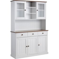 Inter Link Weiß Buffet "Westerland Kiefer Massivholz, Fsc, Küchenschrank", (, Sepia), B:131cm H:190cm T:45cm, Massivholz, Schränke, Buffet, Ges... - Image 5