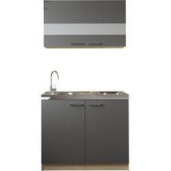 Respekta Küche: Grau Front: Grau Korpus: Eiche Sägerau Nachbildung Pantryküche "Merle" Breite 100 Cm Soft-Close Spülenabdeckung Mit Glaskeramikkochfeld von Baur - Image 3
