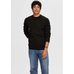 Selected Herren Schwarz Rundhalspullover "Slhdane Ls Knit Structure Crew Neck Noos", Gr. Xl, Strick, Obermaterial: 100% Baumwolle, Unifarben, Reg... - Bild 4