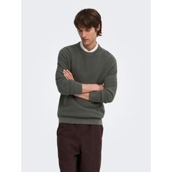 Only&Sons - Onstony Rlx 12 Ls Waffle Crew Knit Noos Beluga - Gr. - S - Bild 4