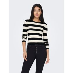 Jdy Damen Schwarz – Gestreifter Pullover In Und Weiß Mit Rundhalsausschnitt - Bild 6