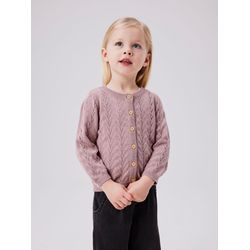 Name It Mädchen Lila Strickjacke "Nmfbanni Für Mit Ajour-Strick Und Rippbündchen", Gr. 86, Rosa (Deauville Mauve), Feinstrick, Obermaterial: 10... - Bild 3