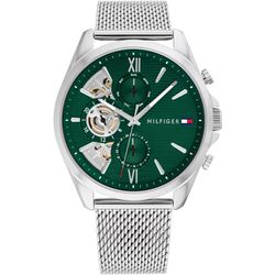 Tommy Hilfiger Herren Verde Scuro/Grigio Chiaro Multifunktionsuhr "Baker", Silber (Silberfarben, Dunkelgrün), Armbanduhren, Quarzuhr, Armbanduhr, Uhr, Edelstahlarmban... - Image 4