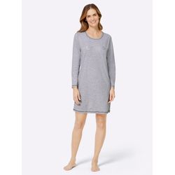 Wäschepur Damen Langarm Sleepshirts Grau + Grau-Gestreift, Größe 48/50 - Bild 3