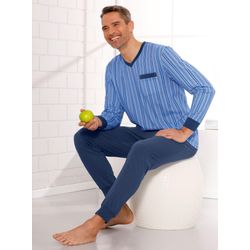 Herren Schlafanzug himmelblau-dunkelblau, Größe 44/46 - Bild 4
