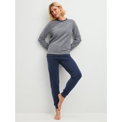 Calida Damen Blau Soft Dreams Bündchen-Pyjamafür M, Wärmt Angenehm Durch French-Terry Qualität - Bild 4