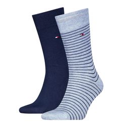Tommy Hilfiger Jungen Blau Socken "Th Men Small Stripe Sock 2P", Gr. 47-49, (Light Melange), Baumwollmischung, Elasthan, Polyamid, Normal, So... - Bild 3
