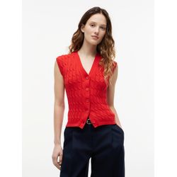 Tommy Hilfiger Damen Fire Red Weste Mid Gg Cable Vest Cardigan Groß - Bild 5