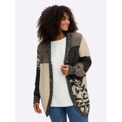Schoko-Champagner-Gemustert Strickjacke - Bild 4