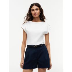 Tommy Hilfiger Damen Creme T-Shirt Gold Btn Cap Ww0ww50942 Slim Fit - Bild 3