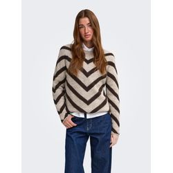 Only Damen Dunkelbraun Strickpullover "Onleliza L/S Pullover Knt Noos", Gr. L, Beige (String Detail:coffee Bean), Strick, Obermaterial: 81% Polyacryl, 19% Pol... - Bild 3