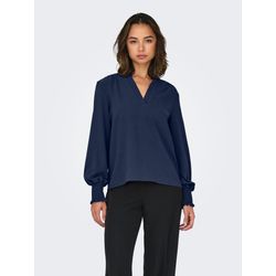 Only Damen Naval Academy "Onlmette V-Neck Ls Smock Top Noos Wvn" Kunstfaser Regular Fit erhältlich in Größe L/M/S/XS von Baur - Bild 4
