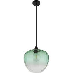 Grün/Schwarz Pendelleuchte Wohnzimmerlampe Esszimmerleuchte Glas Rillen Matt E27 - Bild 4