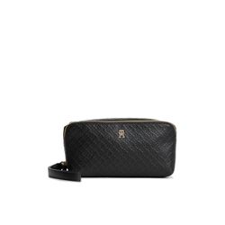 Tommy Hilfiger Damen Schwarz Kosmetiktasche Th Icon Double Washbag Mono Aw0aw18930 - Image 4