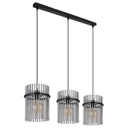 Schwarz Pendelleuchte Gorley 3-Flammig Mit Rauchglas Stäben, Breite 80Cm - Bild 4