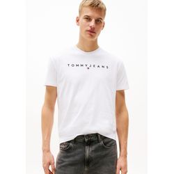 Tommy Jeans Herren Weiß T-Shirt "Tjm Regular Linear Logo Ext" Rundhals Regular Fit von Baur - Bild 5