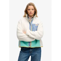 Superdry Damen Weiß Für W5012074a Colour-Block-Fleecejacke Gebrochenes (S), Lässig, Recyceltes Polyester - Bild 5