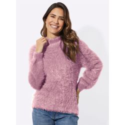Damen Stehkragenpullover mit Flauschgarn mauve, Größe 52 - Bild 4