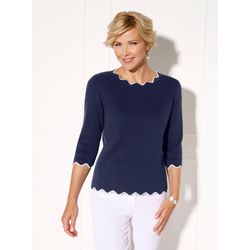Damen 3/4-Arm-Pullover mit gewellten Abschlüssen marine, Größe 38 - Bild 4