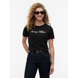 Tommy Hilfiger Damen Schwarz T-Shirt Script Ww0ww43459 Regular Fit - Bild 4