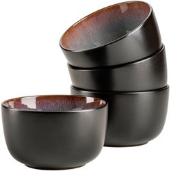 Mäser Blau Braun Grün Schwarz Müslischüssel "Teona Schüssel-Set Steinzeug" 4 Stk. Aus Steinzeug Besondere Kombination Aus Reaktivglasur Und Mattschwarzer Außenglasur von Baur - Bild 4