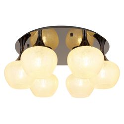 Schwarz Globo Lighting - Deckenlampe Deckenleuchte Wohnzimmerleuchte Glas Gemustert Verchromt 6 Flammig - Bild 4