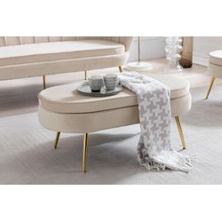 Salesfever Beige Polsterhocker "Clam - Stilvoller Hocker" Elegantes Design In Ovaler Form 99Cm Breite von Baur - Bild 4