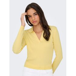 Only Damen Gelb – Polohemd In Buttermilch Mit V-Ausschnitt Und Polokragen - Bild 5