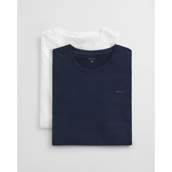 Gant Herren 2P Basic Crew Neck T-Shirt Weiß/Marine Baumwolle Medium - Bild 3