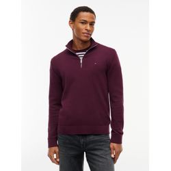 Tommy Jeans Herren Lila/Rosa Strickpullover "Tjm Slm Ess Light ¼ Zip Swtr Ext", Gr. Xl, (Calypso Berry), Strick, Obermaterial: 100% Baumwolle, Regular - Bild 5