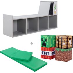 Roba Grau Minecraft Sitzbank Und Leseregal - 119X30x60cm - Image 6