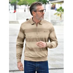 Marco Donati Herren Beige Gestreift Poloshirt "Langarm-Shirt" 1 Stk. erhältlich in Größe 44/46/48/50/52/54/56/58/60/62/64/66 von Baur - Bild 4