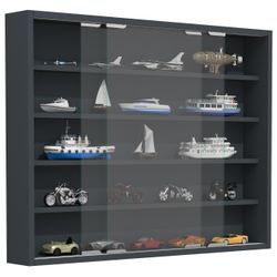 Vcm Nordic Grau Agisa L Hängeschrank Mit 2 Schiebetüren Und 4 Einlegeböden - Glas Und Anthrazitgraues Holz, (Anthrazitgrau) - Image 7