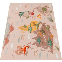 Paco Home Beige Teppich "Bino 583" Rechteckig 4 Mm Höhe Spielteppich Motiv Weltkarte & Dinosaurier Zimmer Kinder von Baur - Image 3