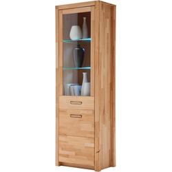 Vitrine mit Beleuchtung Kernbuche massiv geölt Breite 66 cm - FENJA - Image 4