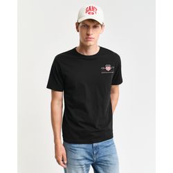 Gant Herren Schwarz T-Shirt "Reg Archive Shield Emb Ss T-Shirt", Gr. M, Obermaterial: 100% Baumwolle, Unifarben, Regular Fit Hüftlang, Rundhals, - Bild 5