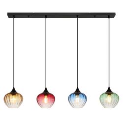 Schwarz Esszimmerleuchte Hängeleuchte Wohnzimmerlampe 4-Flammig Glas Bunt E27 - Bild 4