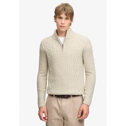 Superdry Troyer für Herren in Ecru, Strickpullover mit Zopfmuster, Gr. XXL - Bild 7