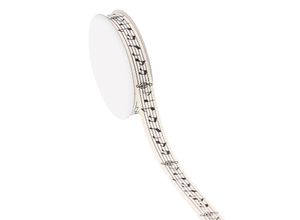 4058896208631 - Stoffband Noten creme-schwarz 15 mm 5 m