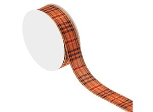 4008953612017 - Stoff-Karoband orange-schwarz-gold 25 mm 5 m