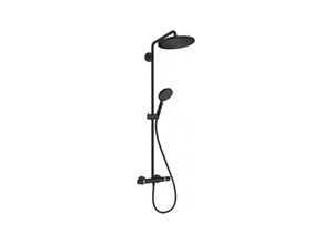 Image of Hansgrohe croma select s showerpipe 280 1jet with thermostat and hand shower raindance select s 120 3jet matt black