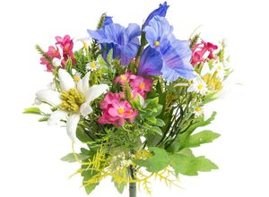 4018156253047 - Kunstblume BOTANIC-HAUS Edelweiß-Enzian-Alpenrosenstrauß Kunstpflanzen Gr Ø H 16 cm x 22 cm 1 St bunt (blau creme weiß rosa dunkelrosa) Kunst-Blumen