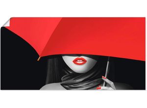 Image of Artland Wandbild Rote Lippen unter dem Regenschirm, Frau (1 St), als Alubild, Outdoorbild, Poster, Wandaufkleber in verschied. Größen, rot