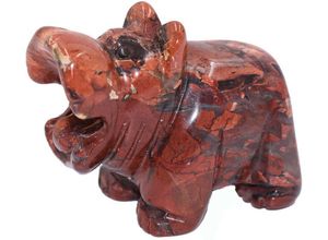 Image of Firetti Tierfigur Schmuck Geschenk Dekofigur Farbstein Edelstein Nilpferd Jaspis (1 St), Roter Jaspis, rot