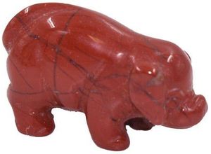 Image of Firetti Tierfigur Schmuck Geschenk Dekofigur Farbstein Edelstein Schwein Jaspis (1 St), Roter Jaspis, rot